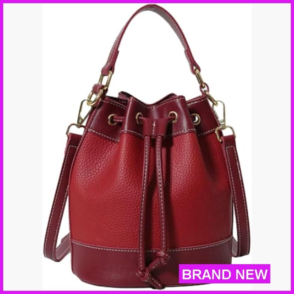 Retro Bucket Bag Chic Drawstring Hobo Purse Adjustable Strap Lightweight